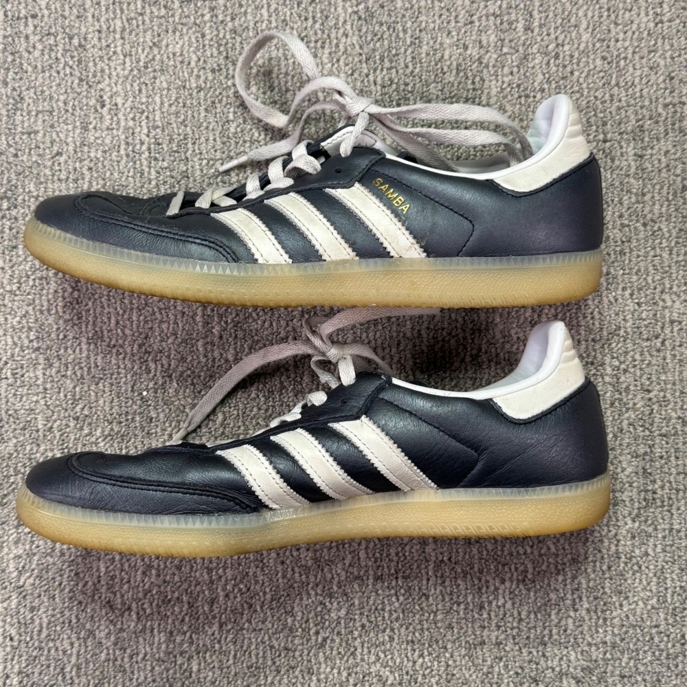 Adidas‎ Samba OG Charcoal Grey Leather Sneakers Womens Size 9.5 Gum Sole